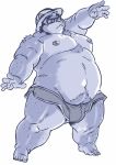  2019 anthro belly bulge clothing eyewear glasses hat headgear headwear hi_res humanoid_hands male mammal moobs nipples overweight overweight_male pubes raozone simple_background solo straw_hat tokyo_afterschool_summoners underwear ursid video_games volos white_background 