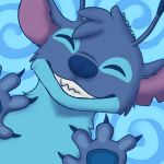  1:1 2016 4_fingers alien antennae_(anatomy) blue_background blue_claws blue_fur blue_nose blue_pawpads claws diets0da digital_drawing_(artwork) digital_media_(artwork) dipstick_antennae disney experiment_(lilo_and_stitch) eyes_closed fingers fur head_tuft lilo_and_stitch multicolored_antennae notched_ear pawpads simple_background smile solo stitch_(lilo_and_stitch) 