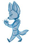  anthro biped canid canine clothed clothing digital_media_(artwork) female fennec footwear fox fully_clothed holding_object justautumn mammal phone shoes signature smile solo sound_effects walking whiskers 