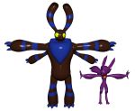  3d_(artwork) alpha_channel ambiguous_gender arthropod canid canine collar copperton digital_media_(artwork) duo eye_contact featureless_crotch gallil gallil_(character) hi_res insect lagomorph lepidopteran looking_at_another mammal monster moth multi_limb t-pose 
