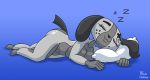  animate_inanimate anthro big_breasts big_butt blueumbra breasts butt canid canine controller eyelashes eyes_closed female floppy_ears mammal nintendo nintendo_switch nipples nude pillow signature sleeping smile switch_dog video_games 