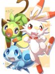  2019 ambiguous_gender anthro feral grookey group hi_res ivan-jhang lagomorph long_ears mammal nintendo open_mouth open_smile pok&eacute;mon pok&eacute;mon_(species) primate reptile scalie scorbunny signature smile sobble starter_trio video_games 