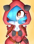  absurd_res blue_hair breasts cleavage clothed clothing fullmetalpikmin gardevoir hair hi_res hoodie nintendo orange_eyes pok&eacute;mon pok&eacute;mon_(species) shiny_pok&eacute;mon team_magma topwear video_games 