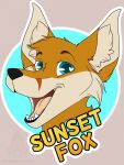  2019 badge canid canine digital_media_(artwork) english_text fox fur grumpy_griffin_creations hi_res looking_at_viewer male mammal open_mouth simple_background smile solo text tongue 