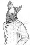 absurd_res african_wild_dog anthro canid canine collar hi_res ludicrous_res male mammal sketch slave solo traditional_media_(artwork) vellum zain 