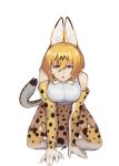  all_fours animal_humanoid blonde_hair breasts cinko clothed clothing felid felid_humanoid feline feline_humanoid female hair hi_res humanoid inner_ear_fluff kemono_friends looking_at_viewer mammal mammal_humanoid open_mouth serval-chan serval_humanoid solo yellow_eyes 