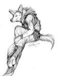  anthro canid canine clothed clothing collar female hi_res jendayi ludicrous_res mammal maned_wolf sketch slave solo traditional_media_(artwork) vellum 