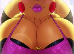  2019 anthro better_version_at_source big_breasts blush breasts cleavage clothed clothing english_text female fur huge_breasts lips lipstick makeup mammal multicolored_ears nintendo pikachu pok&eacute;mon pok&eacute;mon_(species) semi-anthro solo text video_games walter_sache yellow_fur 