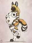  african_wild_dog anthro belly big_belly breasts canid canine female geckoguy123456789 hair hi_res mammal nude pregnant royalty_(artist) smile solo 