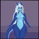  1:1 2019 anthro blue_skin boiful breasts butt digimon digimon_(species) dragon eyeshadow femacendramon female flamedramon green_eyes hair hi_res long_hair looking_at_viewer makeup nipples nude pussy solo white_hair 