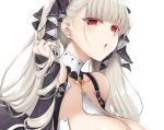  anthropomorphism azur_lane bow breasts cleavage close cropped formidable_(azur_lane) goth-loli gray_hair lolita_fashion long_hair nakano_sora red_eyes twintails waifu2x white 