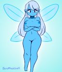  2019 animated blue_body blue_skin blush breasts fairy female hair hi_res humanoid insect_wings long_hair looking_at_viewer navi nintendo nipples not_furry nude ocarina_of_time scruffmuhgruff signature solo the_legend_of_zelda video_games winged_humanoid wings 