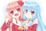  2girls blue_hair christmas kotonoha_akane kotonoha_aoi pink_eyes pink_hair sumii twins voiceroid 