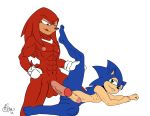  abs anothersonicsmutartist balls duo humanoid_penis knuckles_the_echidna male male/male nude penis raised_leg sonic_(series) sonic_the_hedgehog 