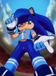  andromorph baseball_uniform bottomless clothed clothing crossgender hi_res intersex low-angle_view nowykowski7 pussy sonic_(series) sonic_the_hedgehog sportswear uniform worm&#039;s-eye_view 