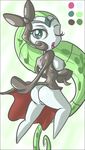  black_dress dress green_hair meloetta no_panties one_eye_closed pokemon solo teckworks uncensored 