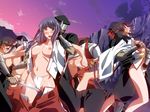  blush breasts fundoshi gangbang gangrape group_sex japanese_clothes knife ninja nipples queen&#039;s_blade queen's_blade rape rape_and_pillage restrained soldier ss-brain tomoe undressing weapon wince wink 
