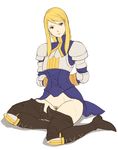  agrias_oaks armor bad_id bad_pixiv_id blonde_hair boots final_fantasy final_fantasy_tactics gus_(clarkii) long_hair pubic_hair solo sweat thigh_boots thighhighs 