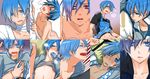  1boy ass bitte blue_eyes blue_hair blush breath cum gag glasses kaito male male_focus matching_hair/eyes megane molestation multiple_views rape saliva shirt_lift solo sweat undressing vocaloid yaoi 