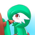  bestiality blush censored fellatio gardevoir green_hair licking oral penis pokemon pokephilia red_eyes 