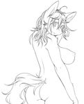  animal_ears ass breasts erect_nipples female furry huge_breasts monochrome nipples nude simple_background sindoll solo white_background 