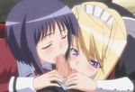  animated animated_gif blonde_hair blue_eyes blue_hair blush brown_eyes censored fellatio fujikura_yuu hetero licking maid multiple_girls oral penis princess_lover school_uniform screencap short_hair silvia_van_hossen teamwork 