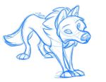  3_toes ambiguous_gender big_nose canid canine canis justautumn mammal signature sketch solo standing toes wolf 