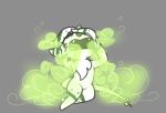  chest_fur cystic_(enta) enta fur giantmilkdud green_smoke grey_background open_mouth simple_background smoke white_fur 