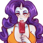  1:1 big_breasts blush breasts cleavage clothed clothing female food friendship_is_magic humanoid looking_at_viewer my_little_pony pinkkoffin popsicle rarity_(mlp) 