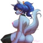  1:1 anthro big_breasts blush breasts butt canid canine canis collar domestic_dog female mammal mostly_nude pinkkoffin 