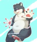  2018 anthro belly blush clothing fundoshi hi_res humanoid_hands japanese_clothing male mammal moobs nipples overweight overweight_male slanwanco solo underwear ursid 