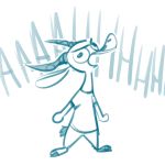  1:1 2019 ambiguous_gender antelope anthro barefoot blue_theme bovid chico_(fuel) clothed clothing english_text fuel_(artist) gazelle horn mammal monochrome open_mouth reaction_image screaming simple_background solo standing text white_background 