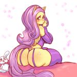 1:1 big_breasts big_butt blush breasts butt clothing equid equine female feral fluttershy_(mlp) friendship_is_magic garter_straps lagomorph leporid mammal my_little_pony pinkkoffin pterippus rabbit thong wings 