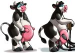  2019 anthro binturongboy blue_eyes bovid bovine cattle digital_drawing_(artwork) digital_media_(artwork) glistening horn hypnosis machine male mammal markings milking_machine mind_control open_mouth rubber sequence simple_background smile solo spiral spiral_eyes teats tongue tongue_out transformation udder_milking udders white_background 
