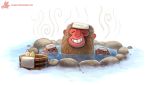  baboon cryptid-creations group haplorhine mammal monkey old_world_monkey primate smile snow 