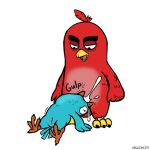  1:1 angry_birds arwokom avian bird bodily_fluids cum cum_in_mouth cum_inside deep_throat duo ejaculation fellatio female fist forced genital_fluids larger_male male male/female neck_bulge open_mouth oral orgasm penetration penile pussy red_(angry_birds) sex simple_background size_difference text video_games wings 