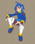  2019 5_fingers armor blue_hair boots capcom clothed clothing collar digital_media_(artwork) erection fingers footwear hair humanoid humanoid_penis leggings legwear looking_at_viewer male mammal mega_man_(series) mega_man_zx not_furry partially_clothed penis red_eyes reploid simple_background sitting smile solo solo_focus thetis va_art video_games 