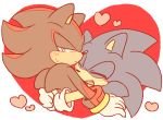  &lt;3 anthro black_fur blue_fur blush bodily_fluids clothing duo eulipotyphlan eyes_closed frown fur gloves handwear happy hedgehog hug male male/male mammal open_mouth open_smile red_fur shadow_the_hedgehog sikai simple_background smile sonic_(series) sonic_the_hedgehog sweat sweatdrop white_background 