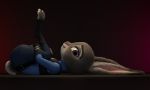  3d_(artwork) absurd_res anthro butt chickenass clothed clothing digital_media_(artwork) disney female fur hi_res judy_hopps lagomorph leporid looking_at_viewer mammal multicolored_ears police_uniform purple_eyes rabbit uniform zootopia 