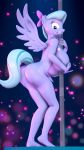  3d_(artwork) absurd_res anthro big_breasts breasts butt dancing digital_media_(artwork) equid equine female flitter_(mlp) friendship_is_magic hi_res ludwigspectre mammal my_little_pony nude pole pole_dancing pterippus wings 