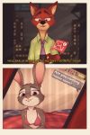  absurd_res bedding blanket bra canid canine cellphone clothing comic disney dof english_text female fox green_eyes hi_res judy_hopps lagomorph leporid male mammal nick_wilde phone purple_eyes rabbit send_nudes smile text underwear zootopia 