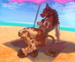  anthro anus beach big_breasts blizzard_entertainment bovid bovine bra-ded_hair breasts butt cloven_hooves female hair hooves horn mammal nipples nude outside pussy sand sea seaside smile solo tauren umbrella video_games warcraft water xenoguardian 