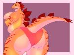  4:3 absurd_res anthro big_breasts big_butt breasts butt clothed clothing dinosaur female hi_res huge_breasts huge_butt ornithischian pokebii reptile scalie stegosaurian stegosaurus thyreophoran topless 