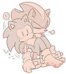  ! anthro bandage blood bodily_fluids breath bridal_carry carrying clothing duo eulipotyphlan eyes_closed gloves handwear hedgehog huff japanese_text legwear male mammal shadow_the_hedgehog sikai simple_background socks sonic_(series) sonic_the_hedgehog text white_background 
