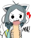  &lt;3 absurd_res anthro clothed clothing disembodied_penis duo fellatio female hair hi_res human male male/female mammal neko3240 oral penile penis sex solo_focus temmie_(undertale) text undertale video_games 
