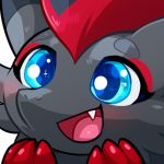  1:1 alpha_channel amazed blitzdrachin blue_eyes blush emoji emote excited low_res nintendo open_mouth open_smile pok&eacute;mon pok&eacute;mon_(species) smile video_games zoroark 