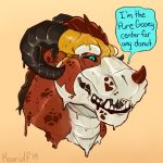  1:1 2019 black_sclera digital_drawing_(artwork) digital_media_(artwork) dragon english_text goo_(disambiguation) headshot horn koorivlf koorivlf_tycoon scalie slime smile speech_bubble teeth text 