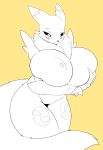  absurd_res anthro big_breasts breasts digimon digimon_(species) female hand_on_breast hi_res huge_breasts nipples pussy renamon tailzkim 