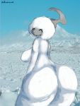  2d_animation :3 ^u^ absol adrawm animated anthro big_butt breasts butt eyes_closed female fur grey_skin hair huge_butt nintendo pok&eacute;mon pok&eacute;mon_(species) snow solo thick_thighs video_games white_fur 