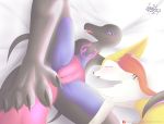 absurd_res anthro anus bed black_skin blue_skin bodily_fluids braixen breasts butt canid canine claws dark_skin detailed_background female female/female fennec fox fur hi_res leokato licking mammal nintendo patreon pink_skin pok&eacute;mon pok&eacute;mon_(species) purple_eyes purple_skin pussy red_fur reptile salazzle saliva saliva_string scalie simple_background spread_pussy spreading string tongue tongue_out video_games white_fur yellow_fur 